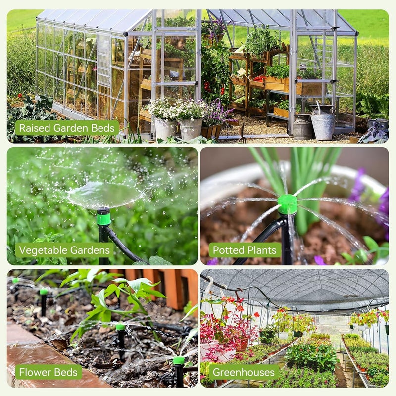 Gobelief Drip Irrigation Kit for Garden, Raised Beds, Lawn - Adjustable Watering System with Drip Emitters, 5/16" & 1/4" Tubing, Barbed Fittings - Image 5